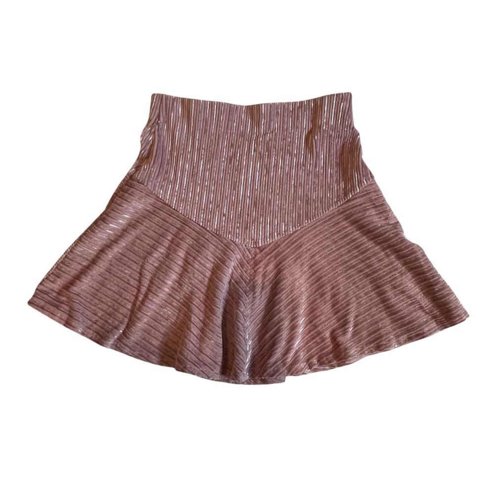 Free People Camden Pink Ribbed Velvet Mini Skirt High Waist S Coquette Y2K